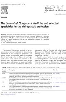 Journal of Chiropractic Medicine- Volume 9(2); June 2010