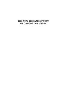 The New Testament text of Gregory of Nyssa