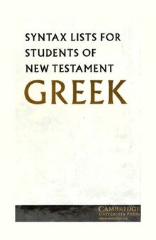 Syntax Lists for Students of New Testament Greek