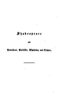 Shakespeare als Protestant, Politiker, Psycholog und Dichter