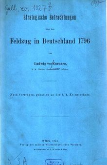 Strategische Betrachtungen über den Feldzug in Deutschland 1796