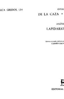 Opiano: De la caza - De la pesca / Anónimo: Lapidario órfico