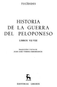 Tucídides: Historia de la guerra del Peloponeso. Libros VII-VIII