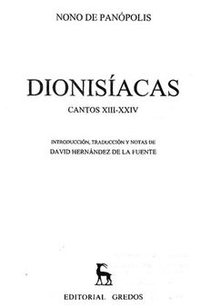 Nono: Dionisíacas. Cantos XIII-XXIV