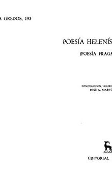 Poesía helenística menor: (poesía fragmentaria)