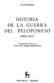 Tucídides: Historia de la guerra del Peloponeso. Libros III-IV