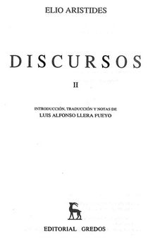 Elio Aristides: Discursos II (A Platón: en defensa de los cuatro. A Capitón)