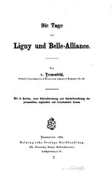 Die Tage von Ligny und Belle-Alliance