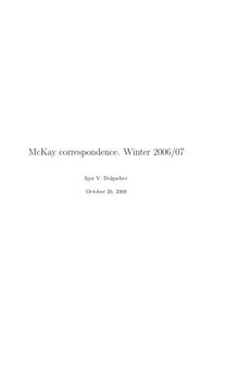 McKay correspondence. Winter 2006/07