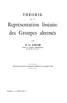 Théorie de la Représentation linéaire des Groupes alternés