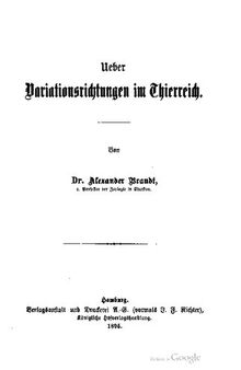 Die Variationsrichtungen im Tierreich