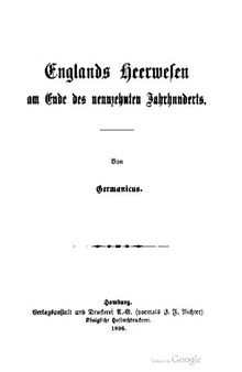 Englands Heerwesen am Ende des neunzehnten Jahrhunderts