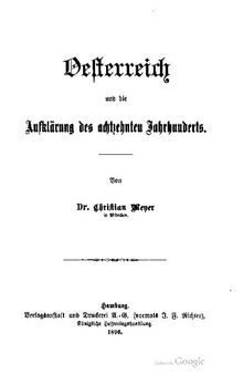 Österreich und die Aufklärung des achtzehnten Jahrhunderts