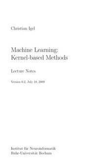 [Lecture Notes] Machine Learning: Kernel-based Methods