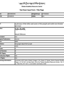 A Glossary of the Tribes and Castes of the Punjab and North-West Frontier Province. Vol II A-K