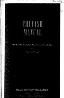 Chuvash manual - introduction, grammar, reader and vocabulary 