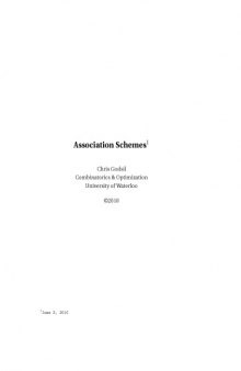 Association Schemes [Lecture notes]