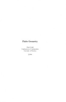 Finite Geometry [Lecture notes]