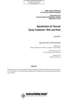 Specification for thermal spray feedstock--wire and rods