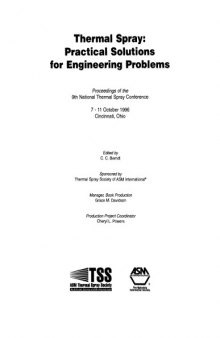 Thermal spray : practical solutions for engineering problems : proceedings of the 9th National Thermal Spray Conference, 7-11 October 1996, Cincinnati, OH)