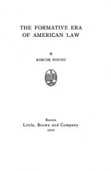 The Formative Era of American Law