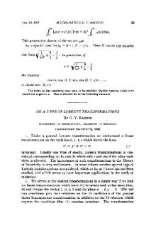 On a Type of Lorentz Transformations