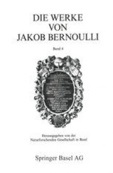Die Werke von Jakob Bernoulli: Band 4: Reihentheorie