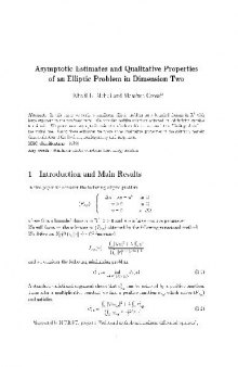 Asymptotic estimates and qualitative properties of an elliptic problem in dimension two