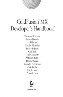 Coldfusion MX Developer's Handbook