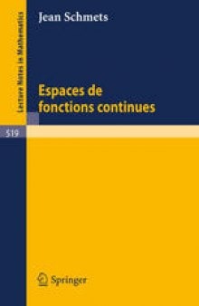 Espaces de Fonctions Continues