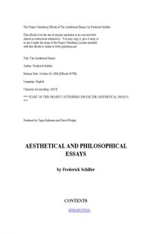 Aesthetical Essays of Frederich Schiller 