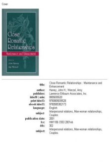 Close Romantic Relationships: Maintenance and Enhancement (The Educational Psychology Series)