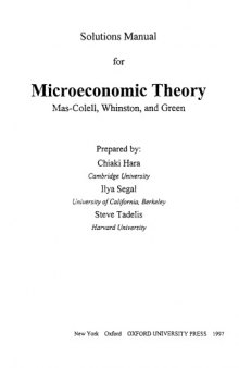 Solutions Manual for Microeconomic Theory