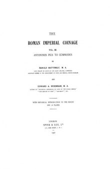 Roman Imperial Coinage, Volume III: Antoninus Pius to Commodus
