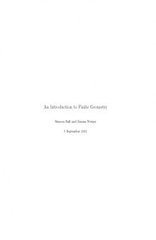 An Introduction to Finite Geometry [lecture notes]