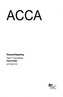 ACCA F7 Financial Reporting (INT) Course Notes ACF7CN07 INT 