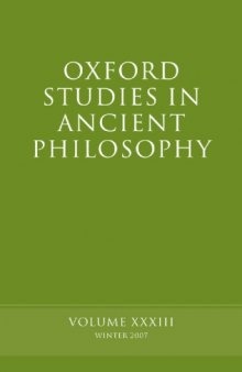 Oxford Studies in Ancient Philosophy XXXIII