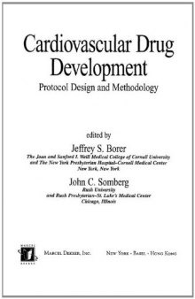 Cardiovascular Drug Development: Protocol Design and Methodology (Fundamental and Clinical Cardiology)  