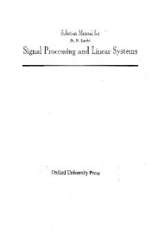 Signal Processing and Linear Systems - Solutions Manual