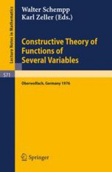 Constructive Theory of Functions of Several Variables: Proceedings of a Conference Held at Oberwolfach April 25 – May 1, 1976