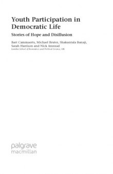Youth Participation in Democratic Life: Stories of Hope and Disillusion