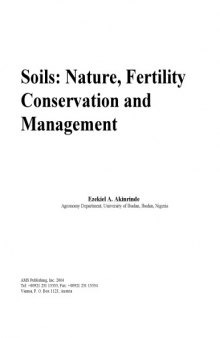 Soils: Nature, Fertility Conservation and Management
