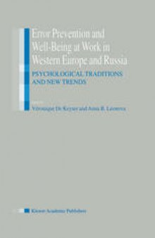 Error Prevention and Well-Being at Work in Western Europe and Russia: Psychological Traditions and New Trends