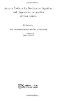 Analytic methods for diophantine equations and diophantine inequalities