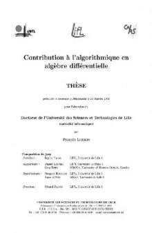 Contribution a l'algorithmique en algebre differentielle