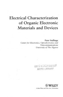 Electrical Characterization of Organic Electronic Mtls and Devices