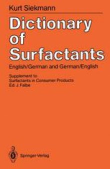 Dictionary of Surfactants: English/German and German/English Supplement to Surfactants in Consumer Products