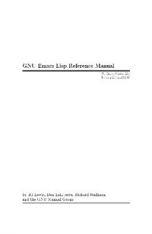 Free Software Foundation GNU Emacs LISP Reference ManuaL