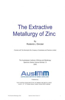 The extractive metallurgy of zinc