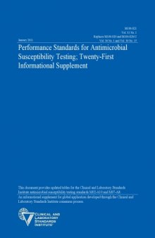 Performance Standards for Antimicrobial Susceptibility Testing: Twenty First International Supplement